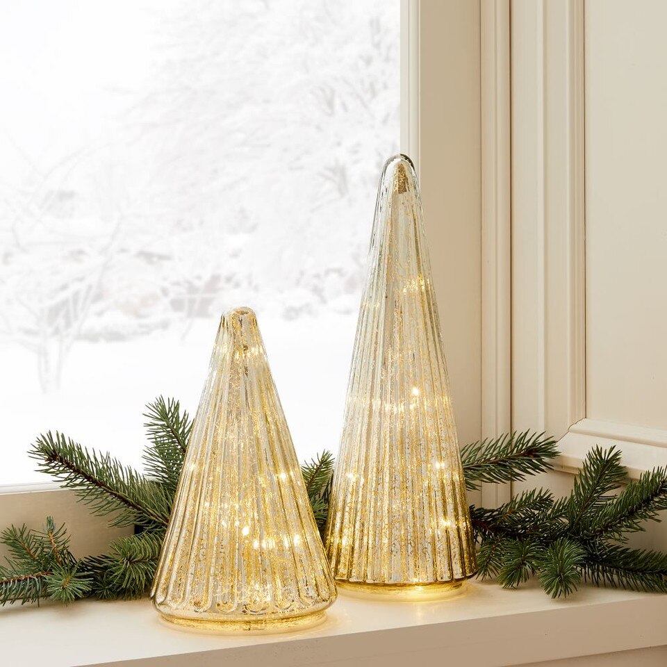 LightUp Mercury Glass Christmas Trees west elm United Kingdom